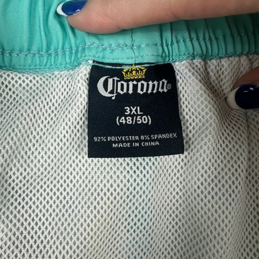 Corona Board‎ Shorts Mens 3XL (48/50) Teal Blue Tropical Beer Swim Trunks NEW